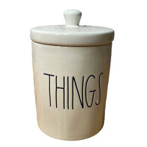 Rae Dunn "THINGS" Canister Bathroom Holder CERAMIC NEW!